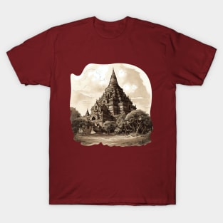 Vintage illustration of Bagan, Myanmar T-Shirt